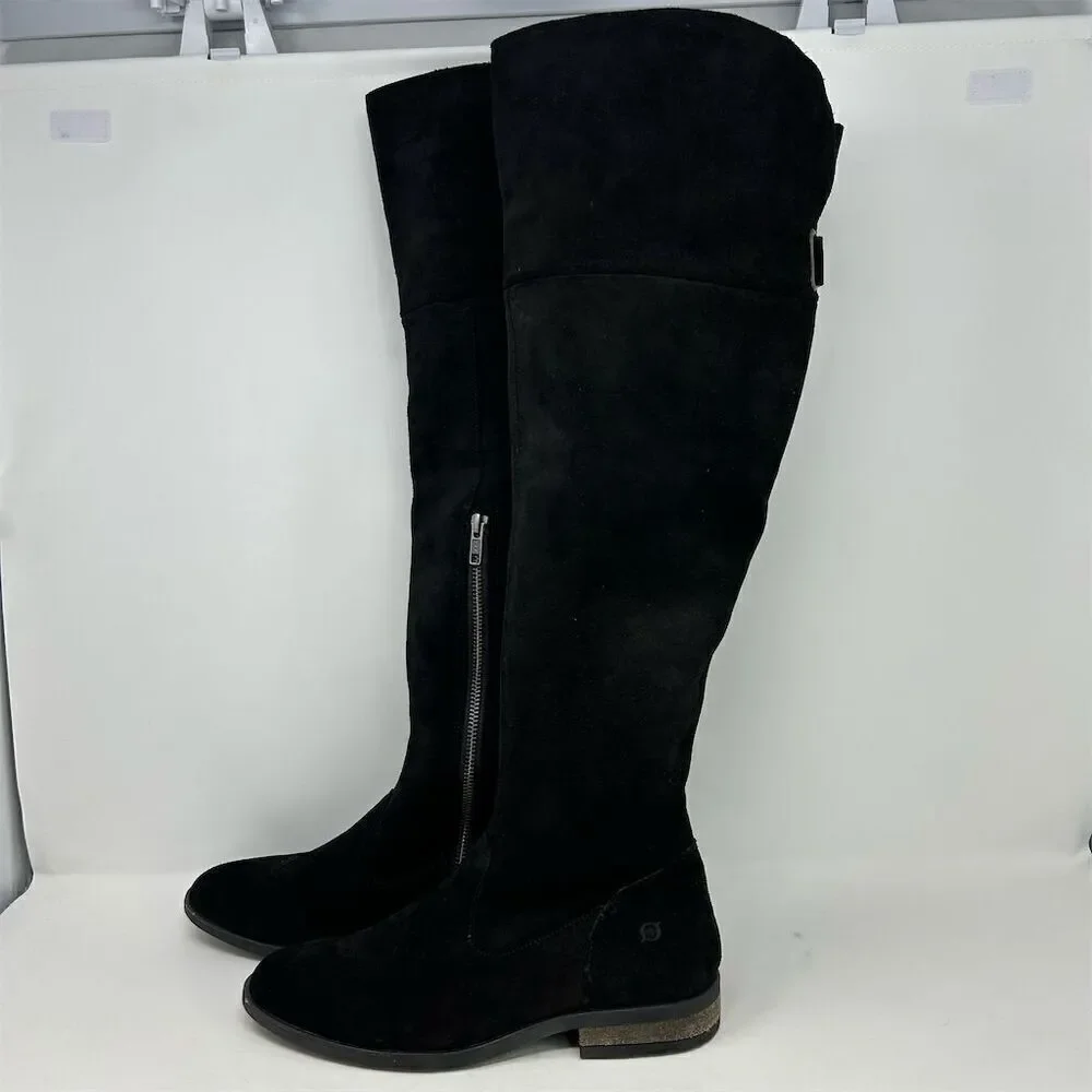 Born Women's Over the Knee Black Leather Tall Boots Size 7 Fall Winter Chic